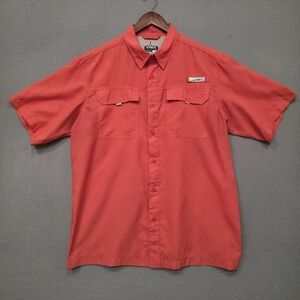 Habit Men's Red‎ Short Sleeve Button Up Vented Solar-Factor Shirt Size Large